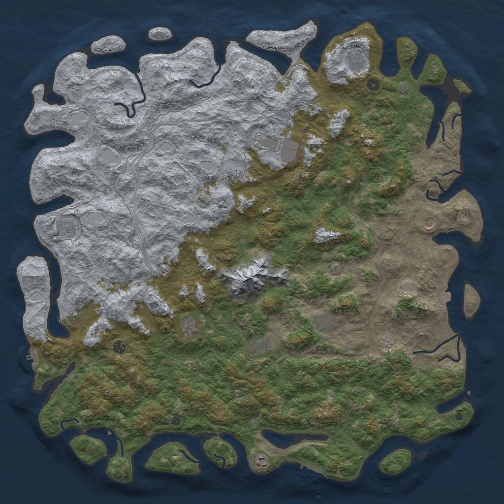 Rust Map: Procedural Map, Size: 6000, Seed: 2030796297, 19 Monuments