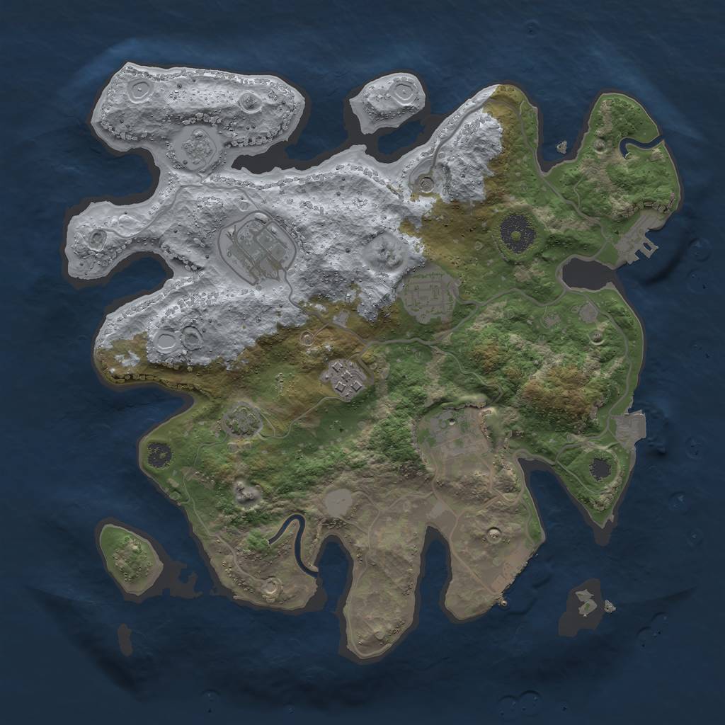 Rust Map: Procedural Map, Size: 3000, Seed: 7744691, 12 Monuments