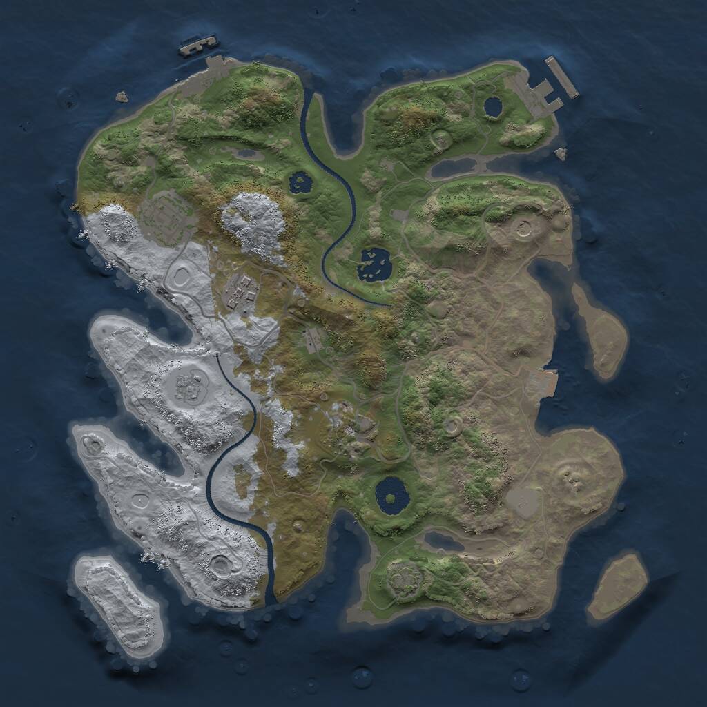 Rust Map: Procedural Map, Size: 3000, Seed: 25388, 10 Monuments