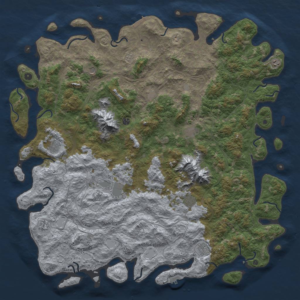 Rust Map: Procedural Map, Size: 6000, Seed: 1288564779, 19 Monuments