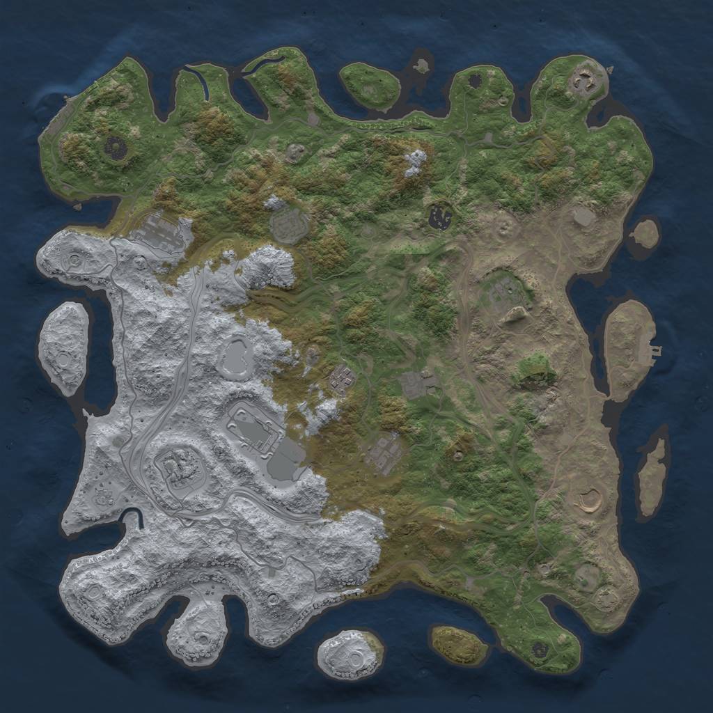 Rust Map: Procedural Map, Size: 4500, Seed: 1867493871, 19 Monuments