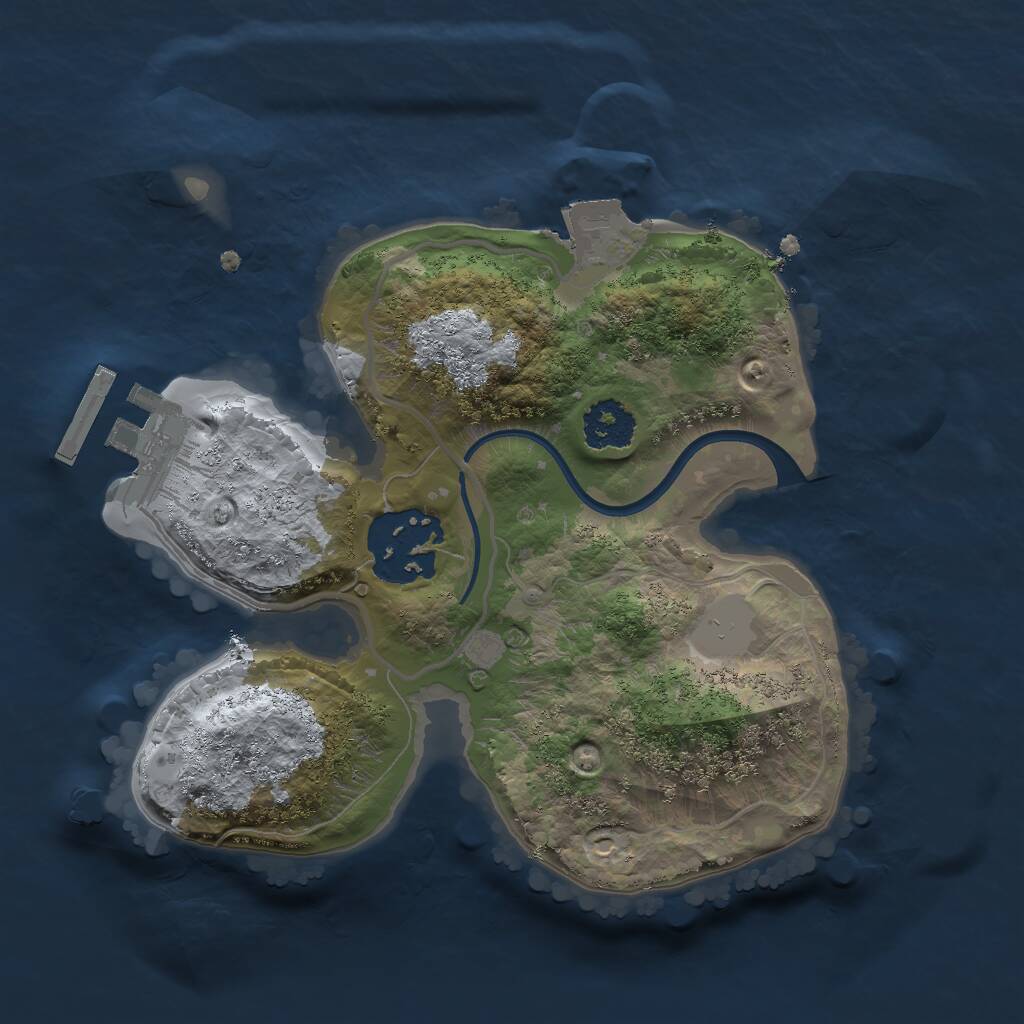 Rust Map: Procedural Map, Size: 2002, Seed: 12345, 3 Monuments