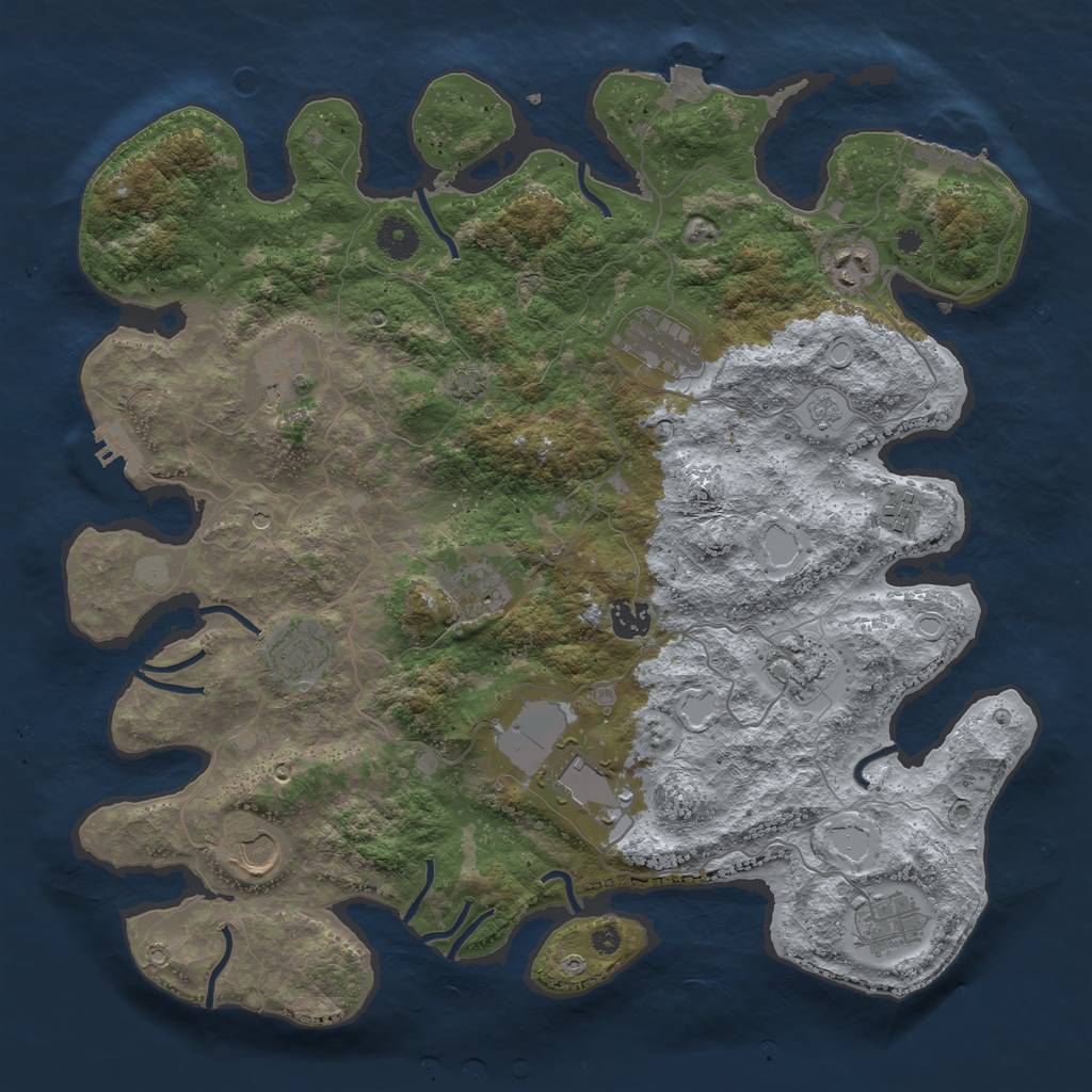Rust Map: Procedural Map, Size: 3950, Seed: 686440365, 19 Monuments