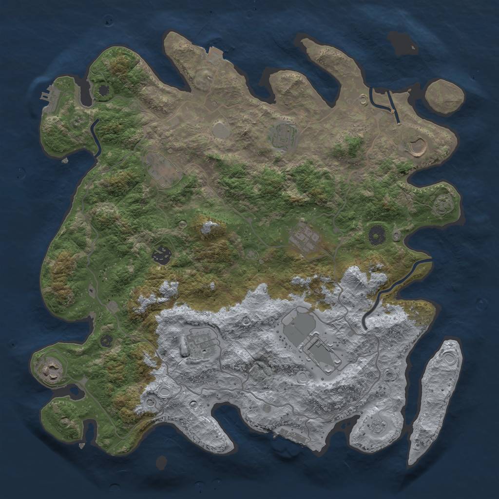 Rust Map: Procedural Map, Size: 4000, Seed: 835076320, 16 Monuments