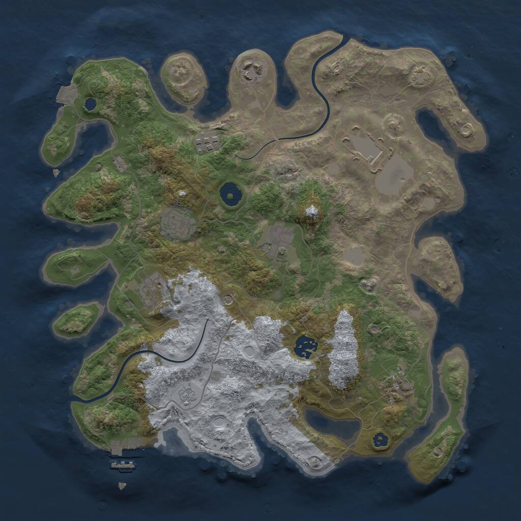Rust Map: Procedural Map, Size: 3500, Seed: 1323848461, 13 Monuments