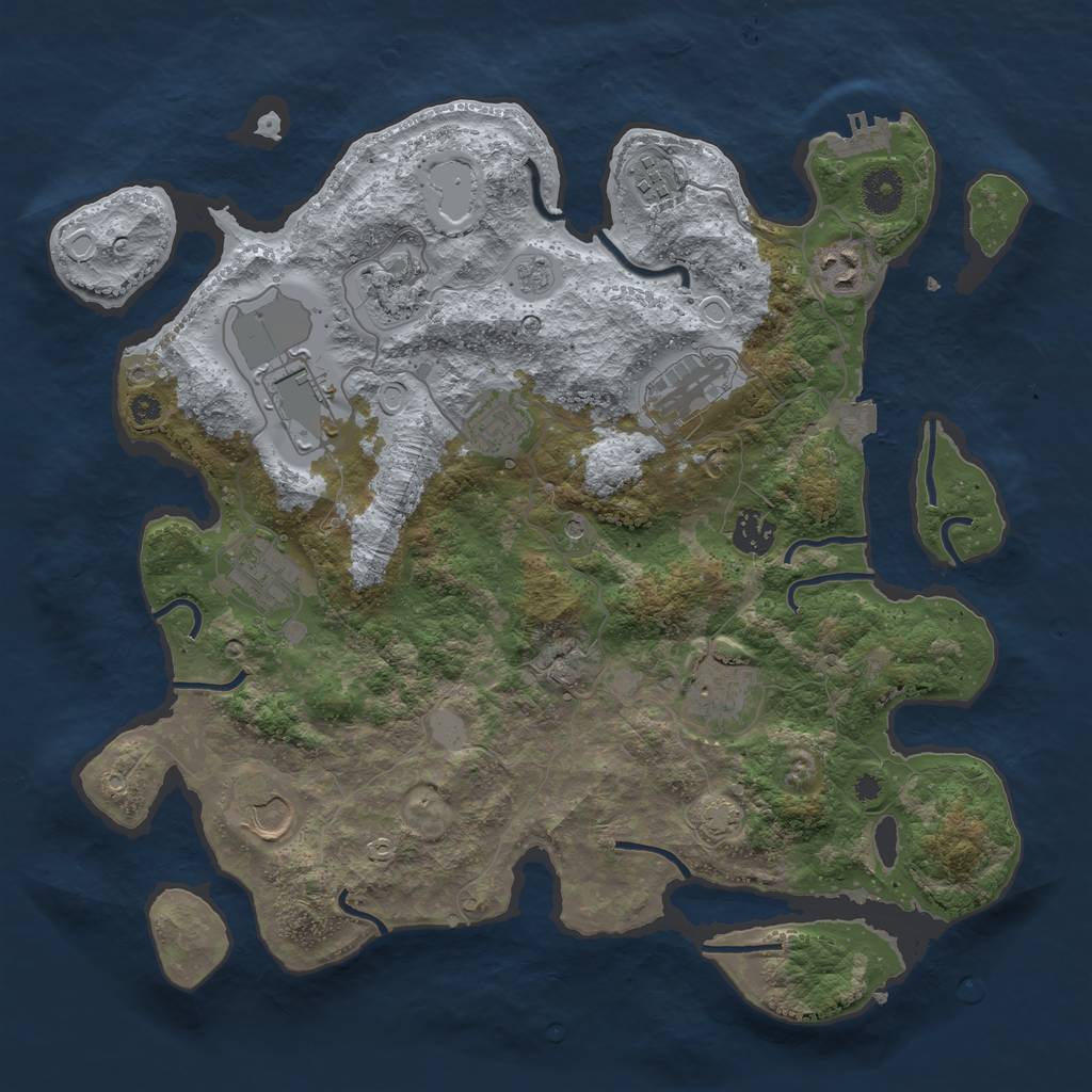 Rust Map: Procedural Map, Size: 3750, Seed: 27729868, 17 Monuments