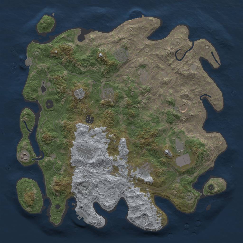 Rust Map: Procedural Map, Size: 4250, Seed: 1197004508, 18 Monuments