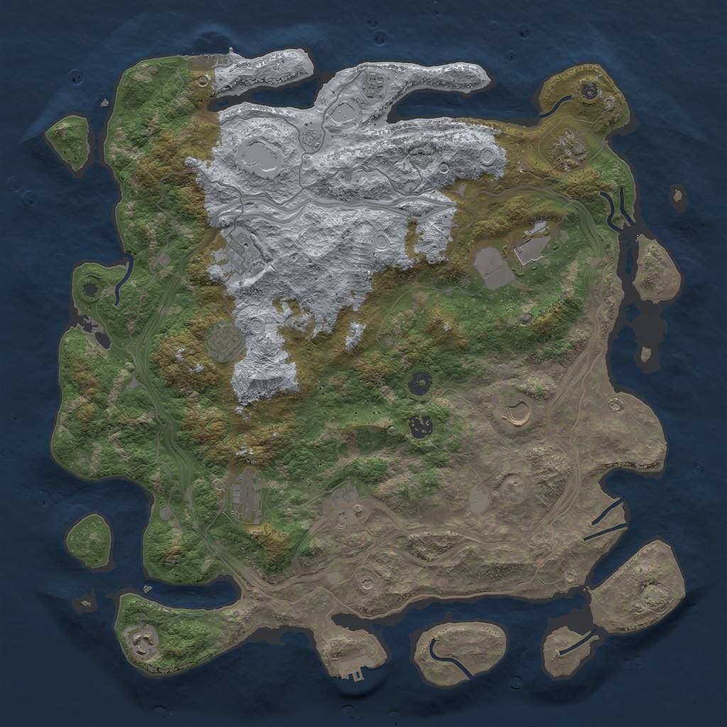 Rust Map: Procedural Map, Size: 4500, Seed: 1603550366, 18 Monuments