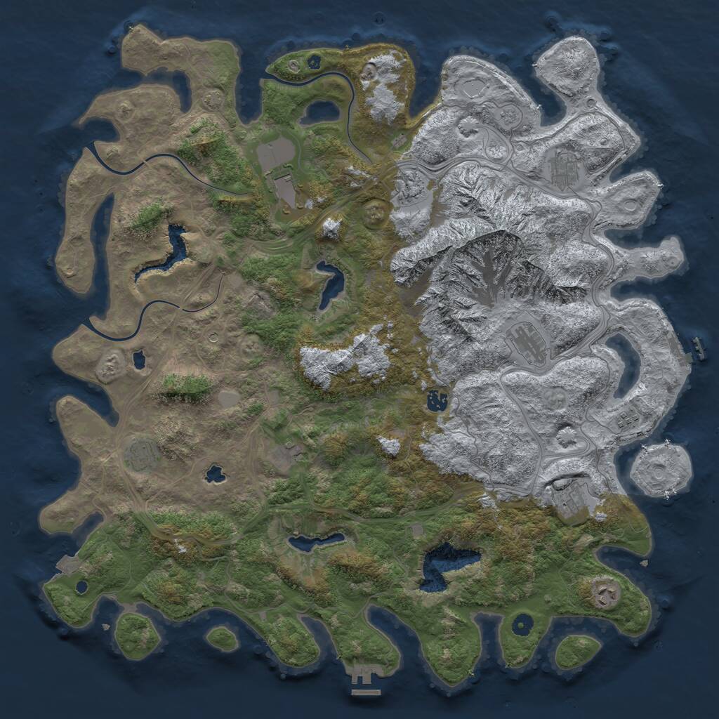 Rust Map: Procedural Map, Size: 5000, Seed: 867927380, 16 Monuments