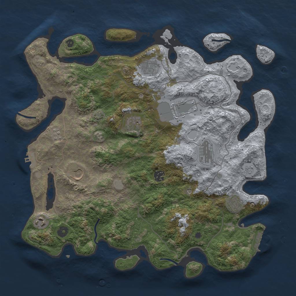 Rust Map: Procedural Map, Size: 4000, Seed: 1353082627, 17 Monuments