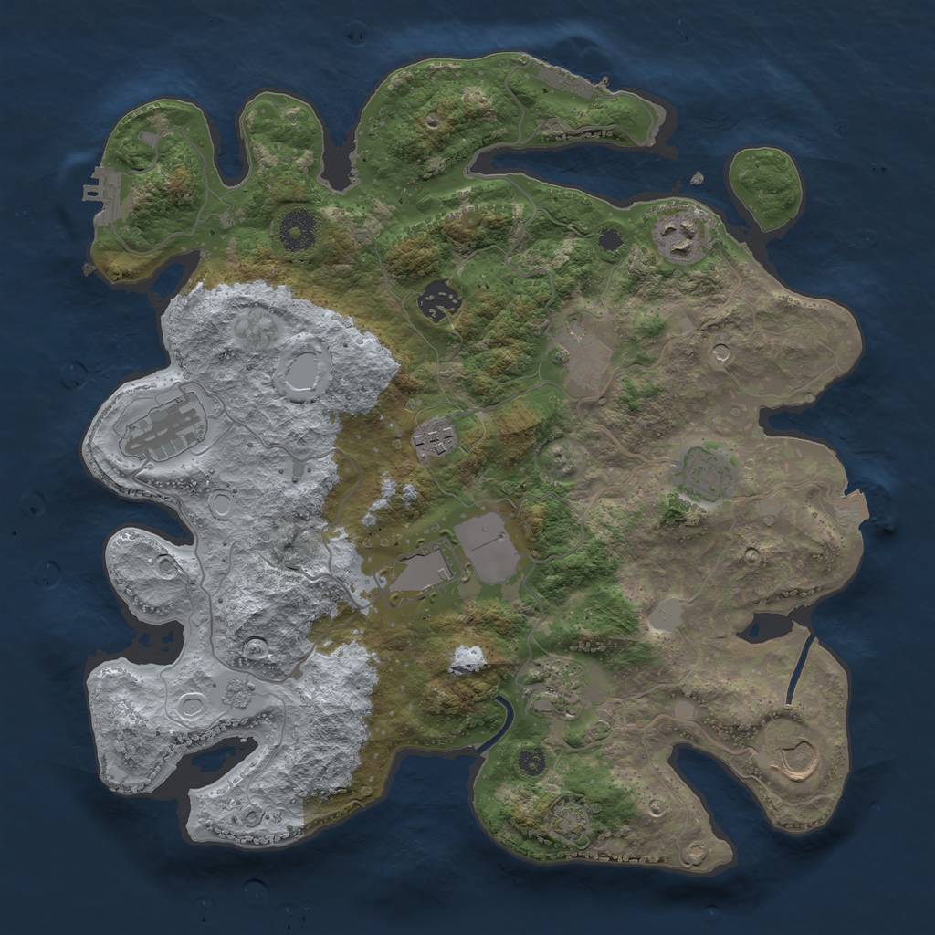 Rust Map: Procedural Map, Size: 3500, Seed: 1344624029, 17 Monuments