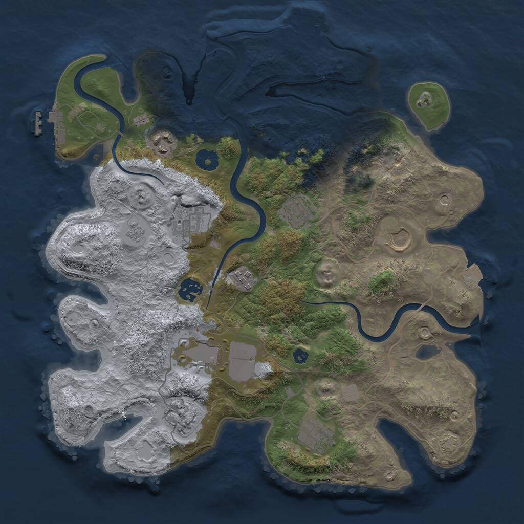 Rust Map: Procedural Map, Size: 3500, Seed: 1344624029, 15 Monuments