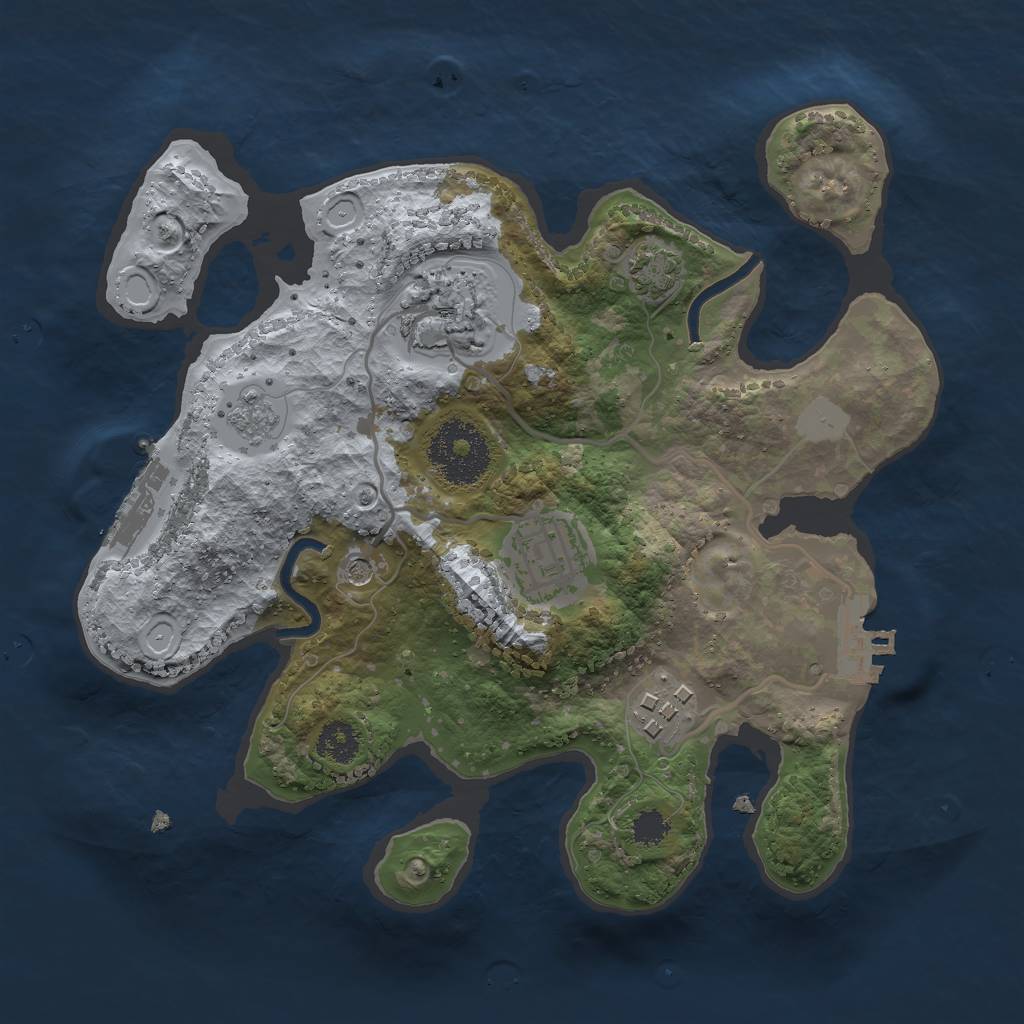 Rust Map: Procedural Map, Size: 2500, Seed: 948990092, 11 Monuments