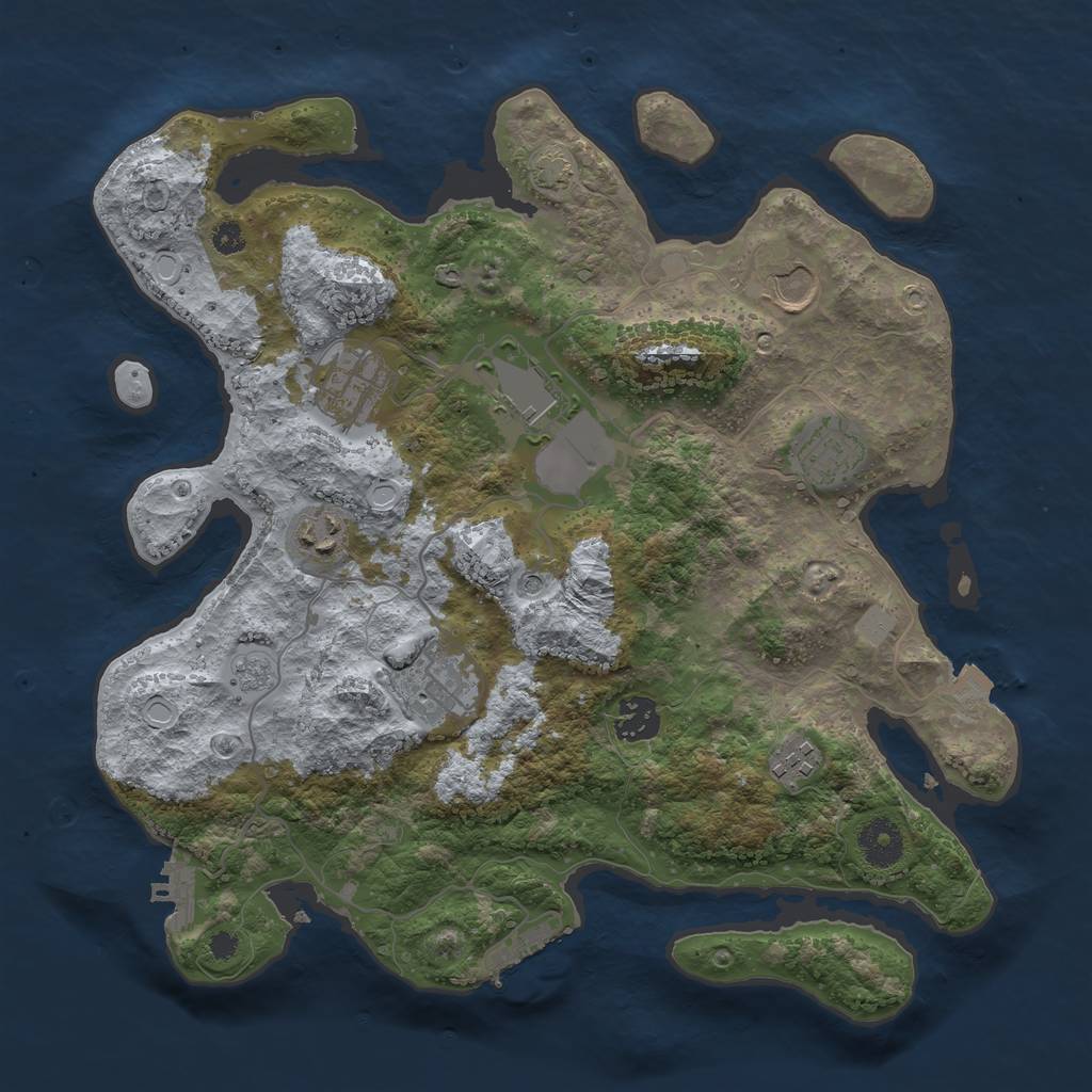 Rust Map: Procedural Map, Size: 3500, Seed: 1130905702, 16 Monuments