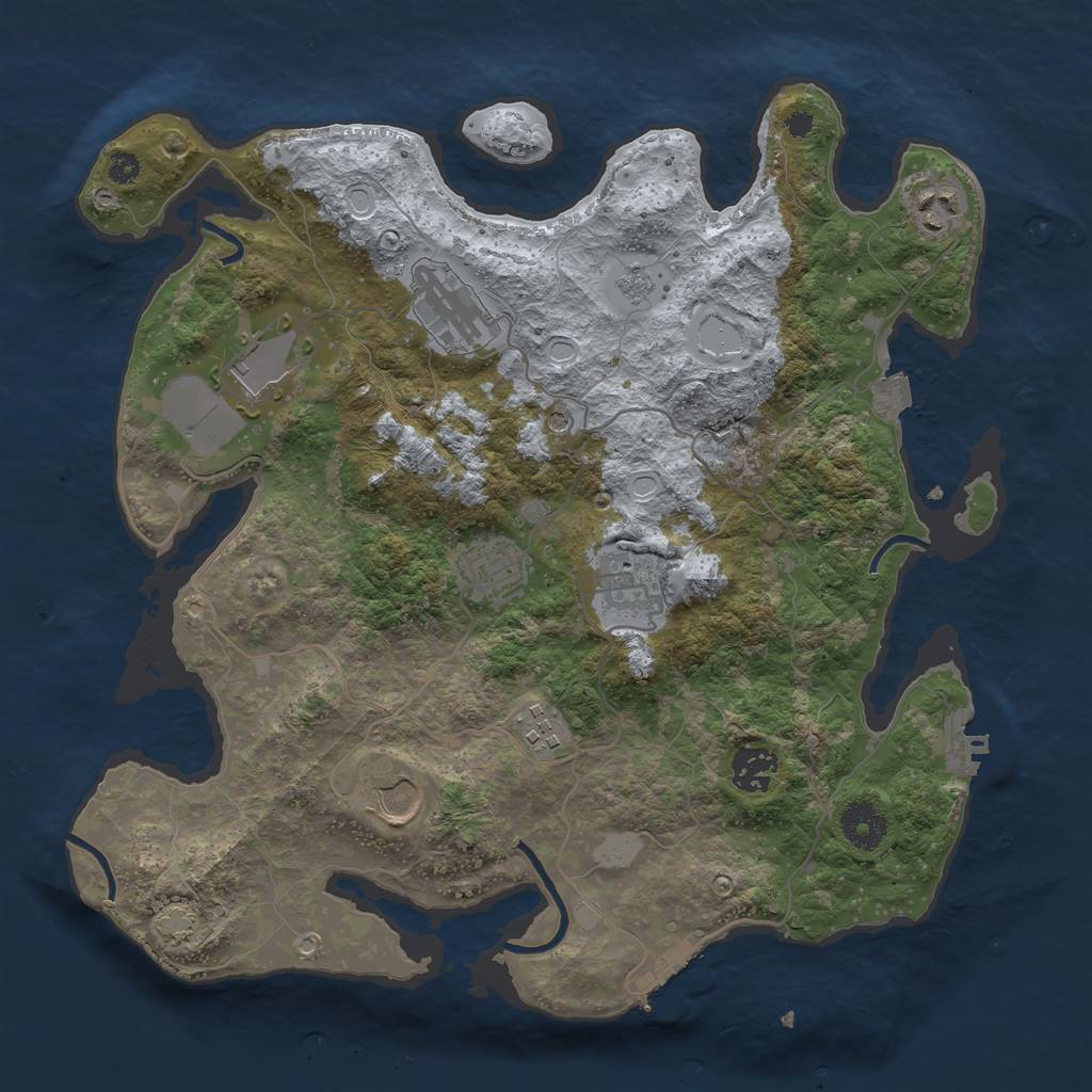 Rust Map: Procedural Map, Size: 3500, Seed: 916455631, 16 Monuments