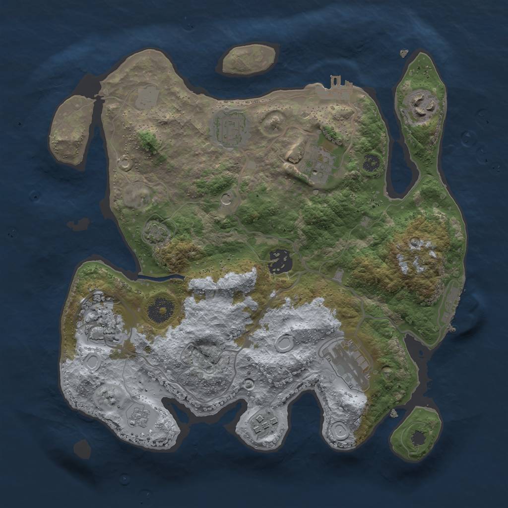 Rust Map: Procedural Map, Size: 3000, Seed: 266076591, 15 Monuments