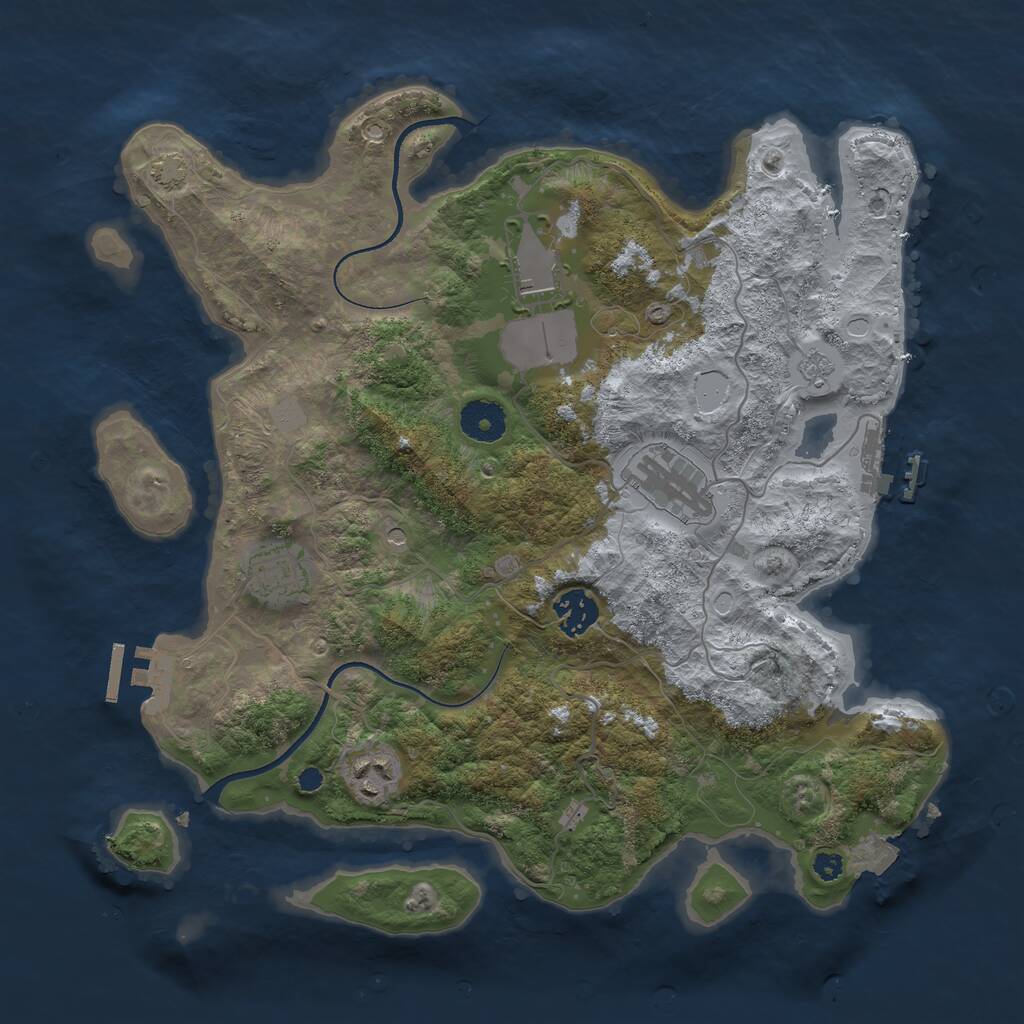 Rust Map: Procedural Map, Size: 3500, Seed: 88136, 11 Monuments