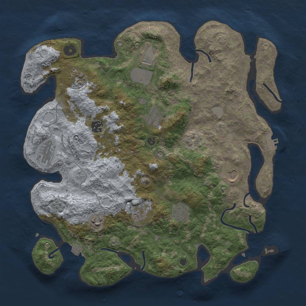 Rust Map: Procedural Map, Size: 3850, Seed: 1251785269, 17 Monuments