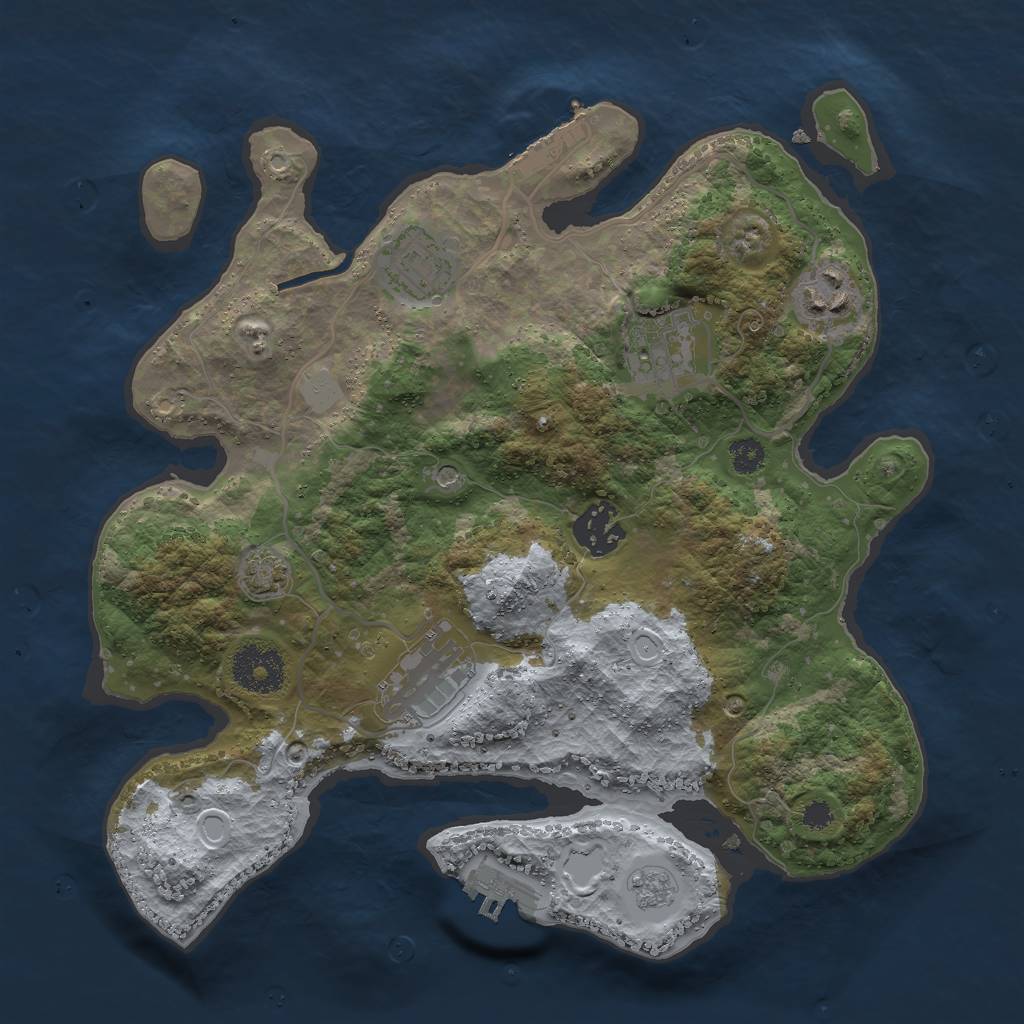 Rust Map: Procedural Map, Size: 3000, Seed: 24304, 13 Monuments