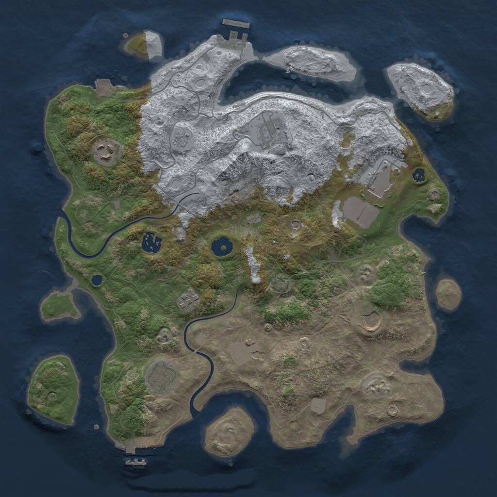 Rust Map: Procedural Map, Size: 3700, Seed: 944444322, 14 Monuments