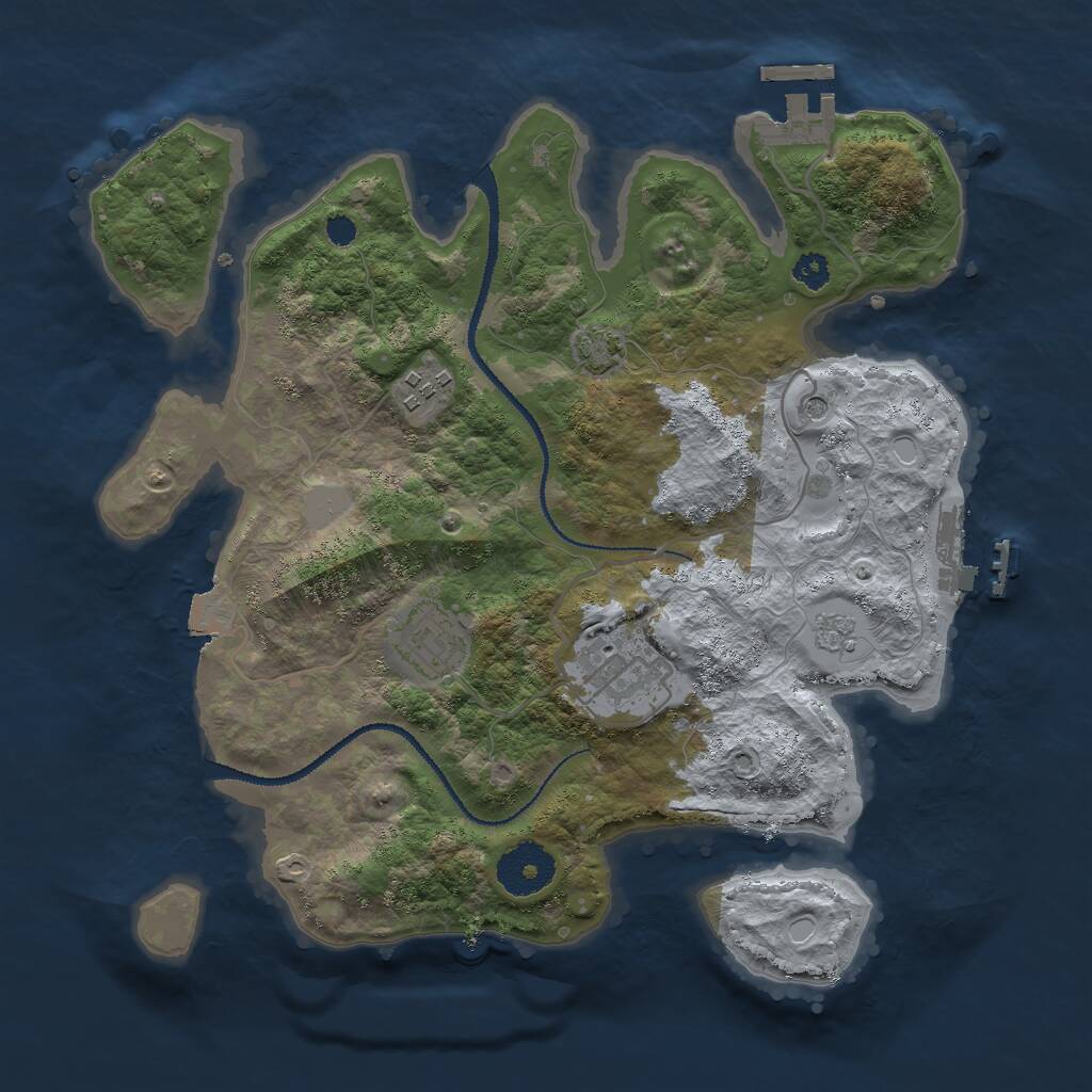 Rust Map: Procedural Map, Size: 3000, Seed: 6945832, 9 Monuments