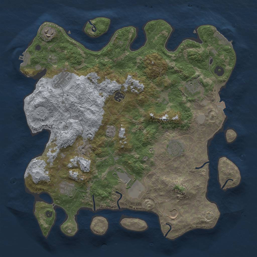 Rust Map: Procedural Map, Size: 3900, Seed: 3486489, 17 Monuments