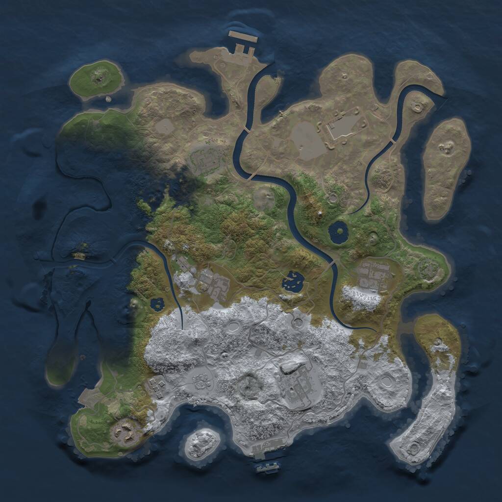 Rust Map: Procedural Map, Size: 3500, Seed: 8093934, 14 Monuments