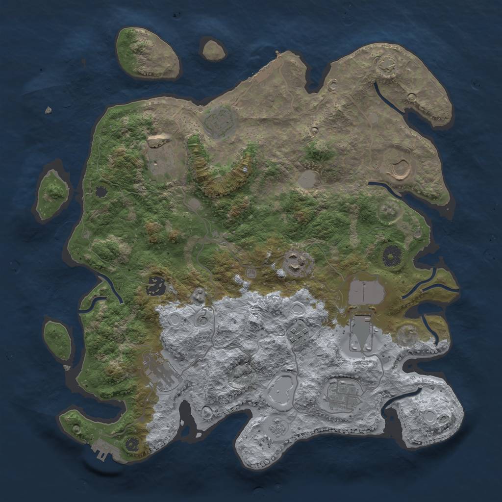 Rust Map: Procedural Map, Size: 3700, Seed: 731556565, 17 Monuments