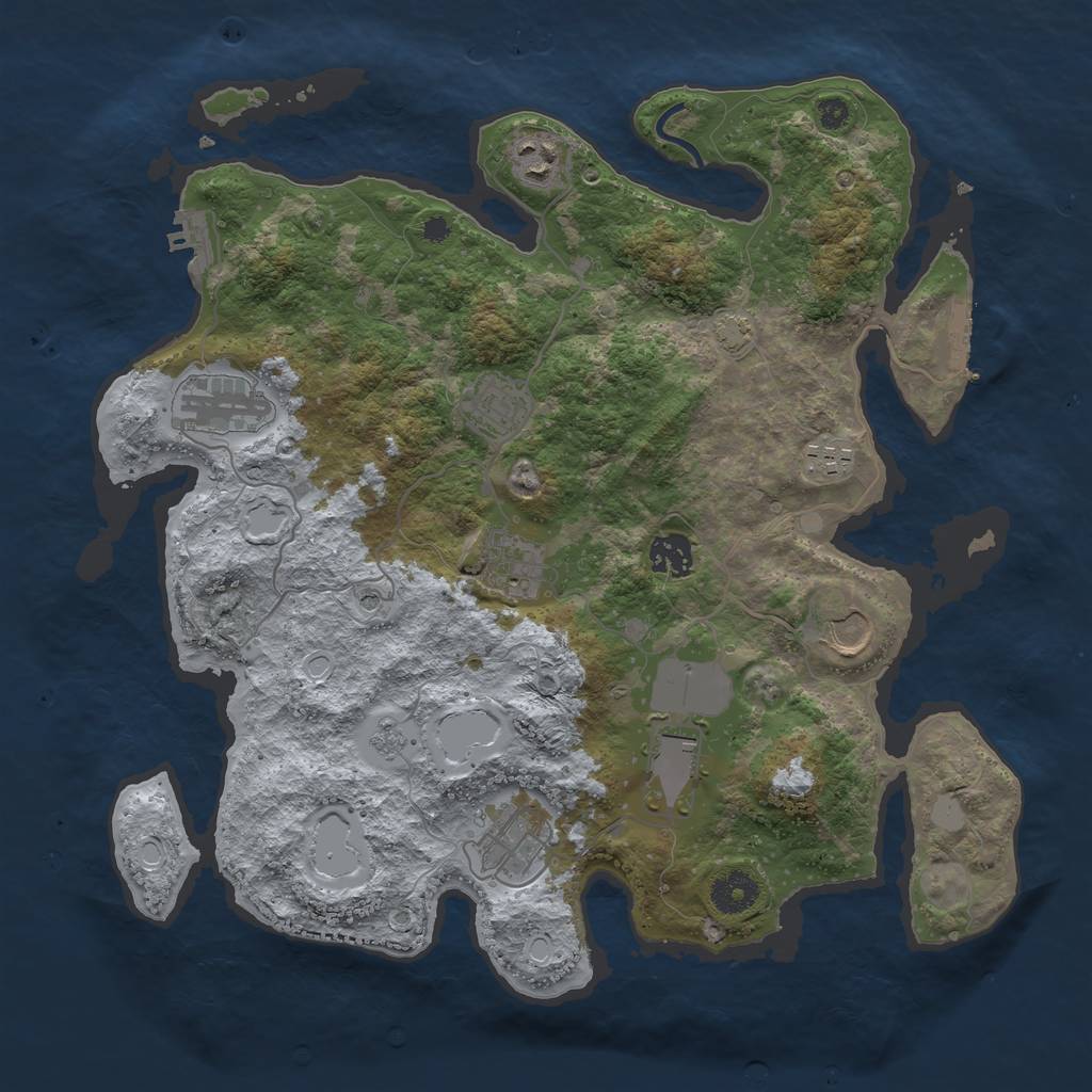 Rust Map: Procedural Map, Size: 3650, Seed: 7094971, 17 Monuments