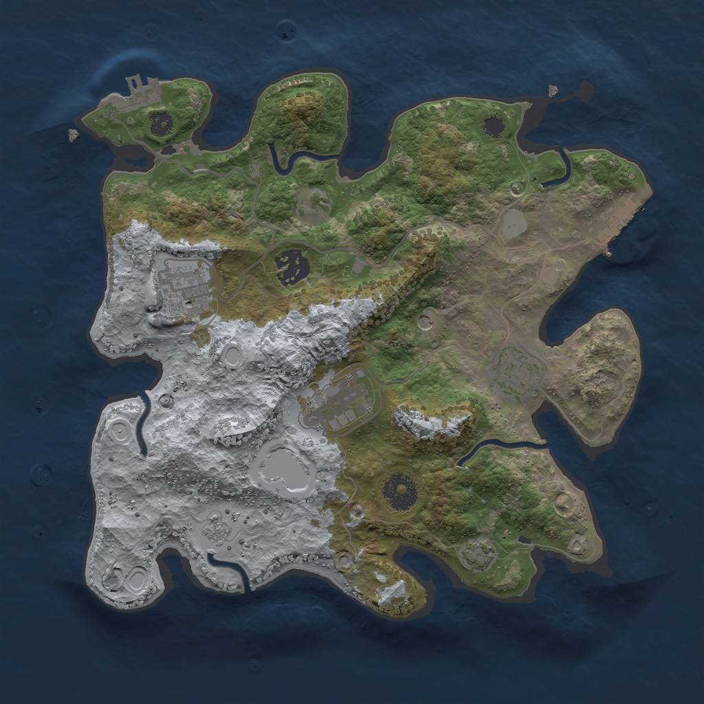 Rust Map: Procedural Map, Size: 3000, Seed: 18958, 12 Monuments