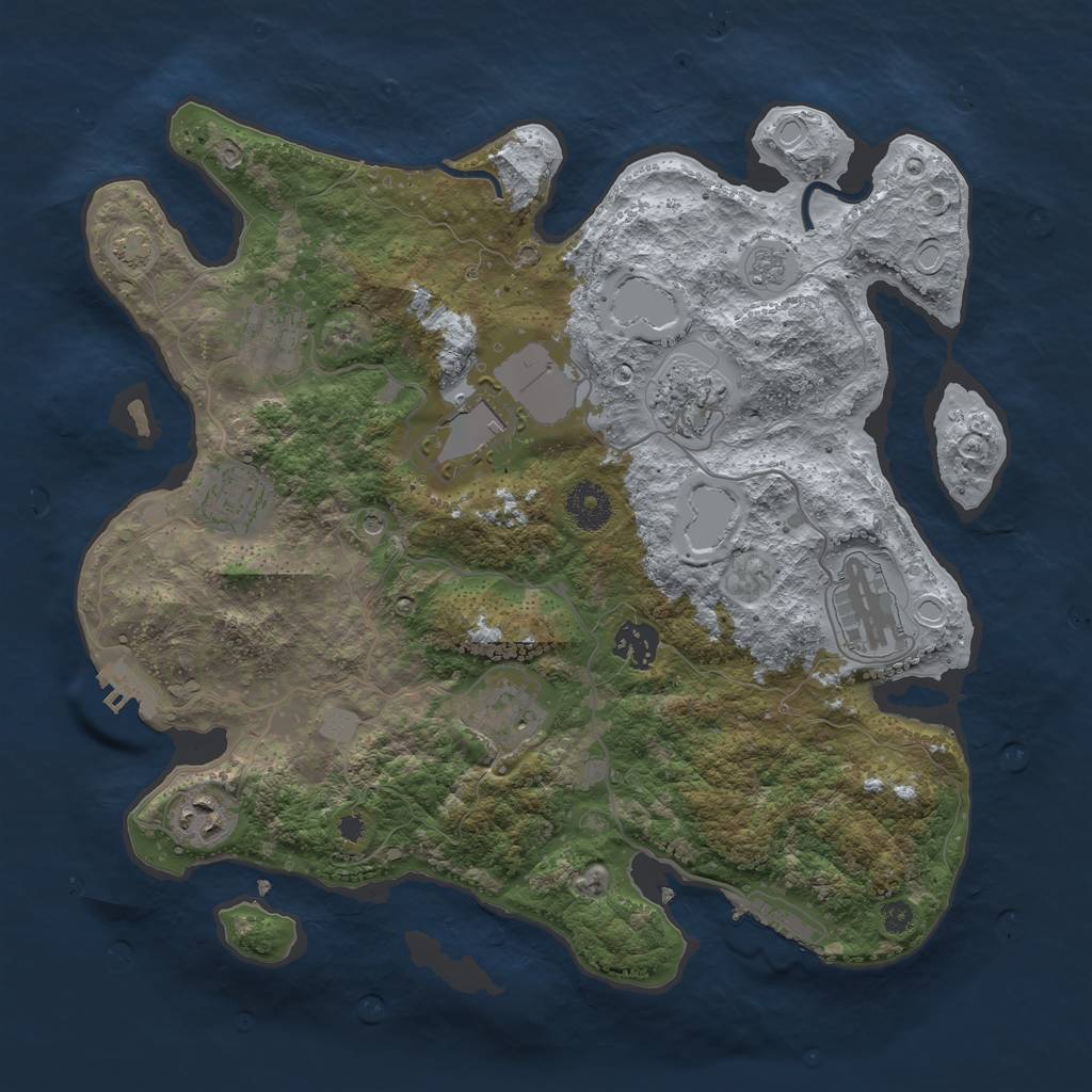 Rust Map: Procedural Map, Size: 3500, Seed: 1238383, 16 Monuments