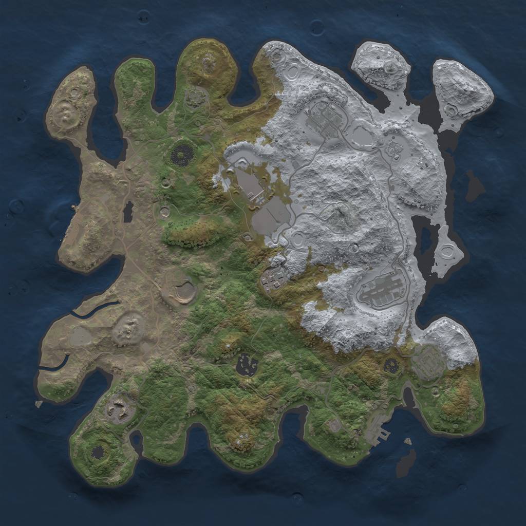 Rust Map: Procedural Map, Size: 3500, Seed: 547383, 16 Monuments