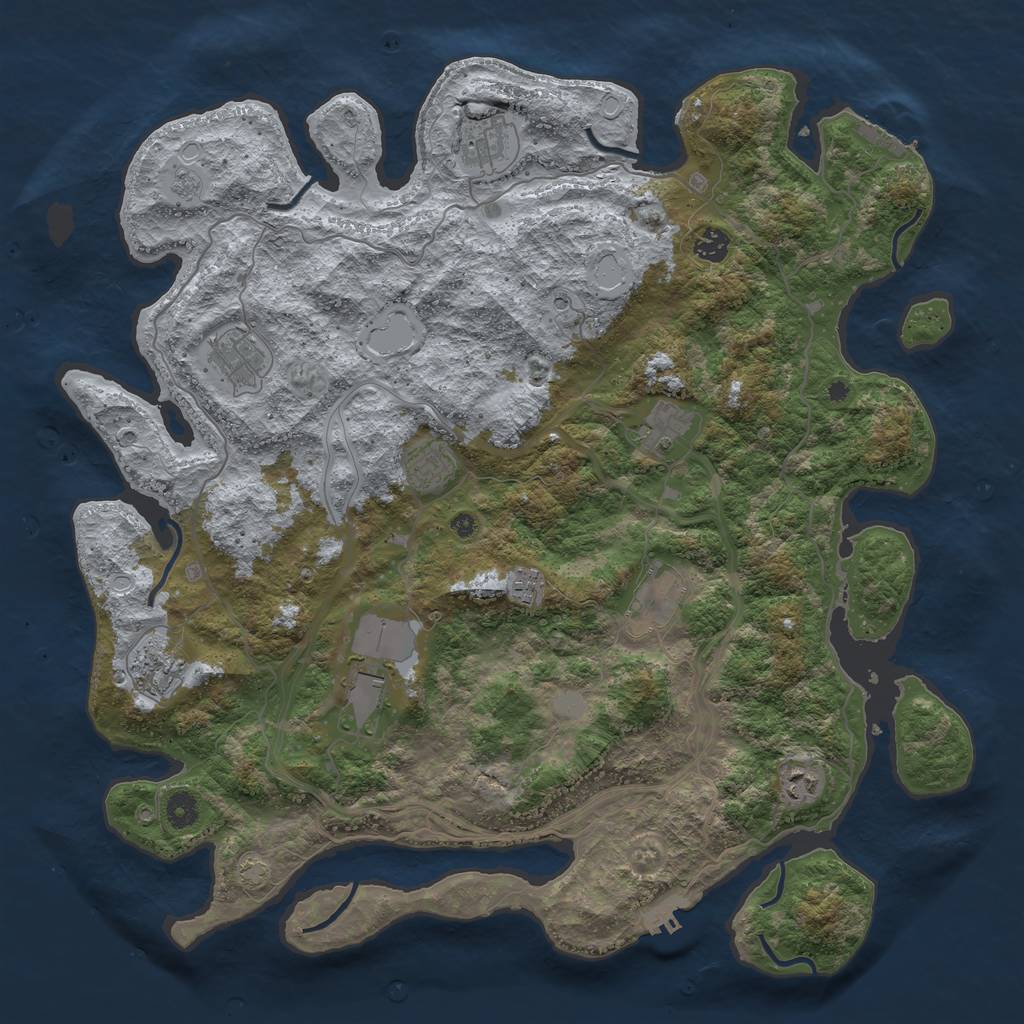 Rust Map: Procedural Map, Size: 4450, Seed: 3455128, 18 Monuments