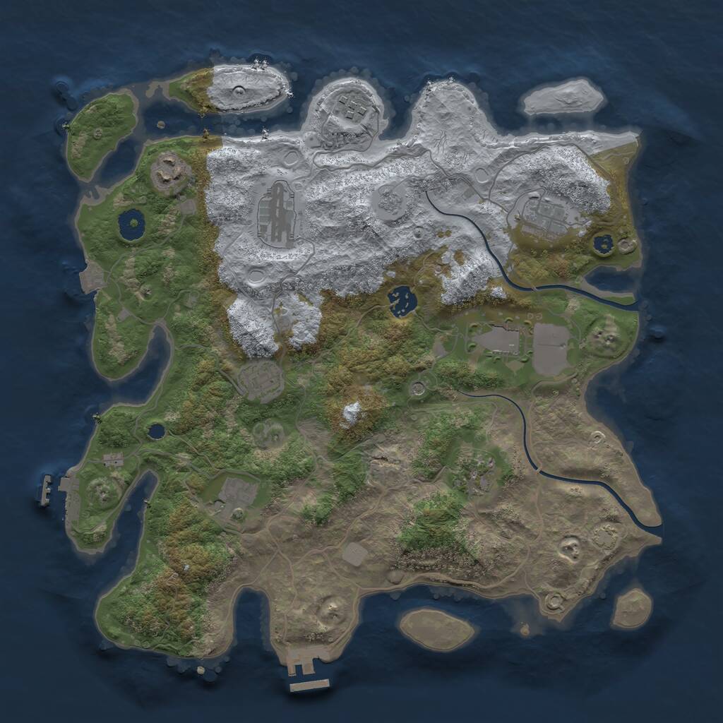 Rust Map: Procedural Map, Size: 3700, Seed: 494789650, 15 Monuments