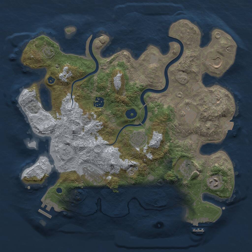 Rust Map: Procedural Map, Size: 3500, Seed: 1221693145, 14 Monuments