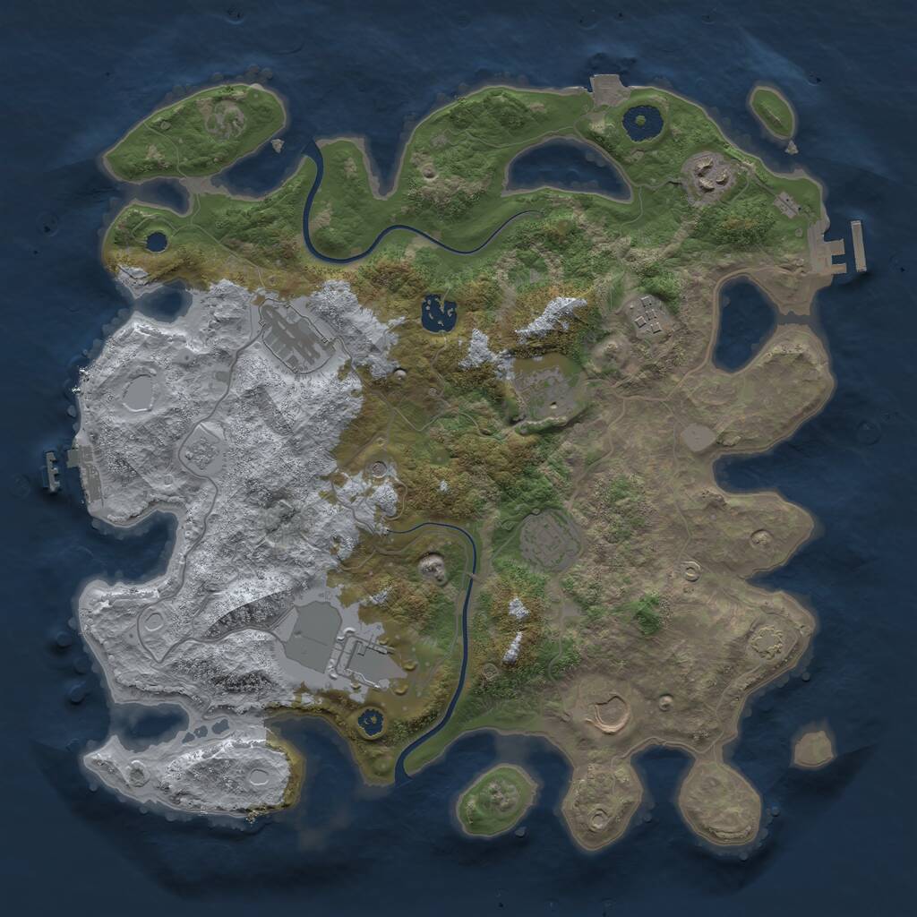 Rust Map: Procedural Map, Size: 3650, Seed: 33630086, 14 Monuments