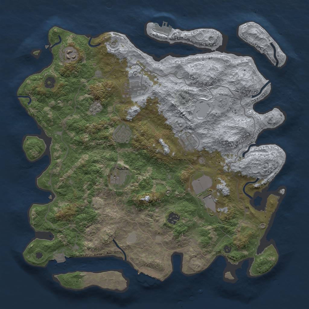 Rust Map: Procedural Map, Size: 4000, Seed: 1014128703, 16 Monuments