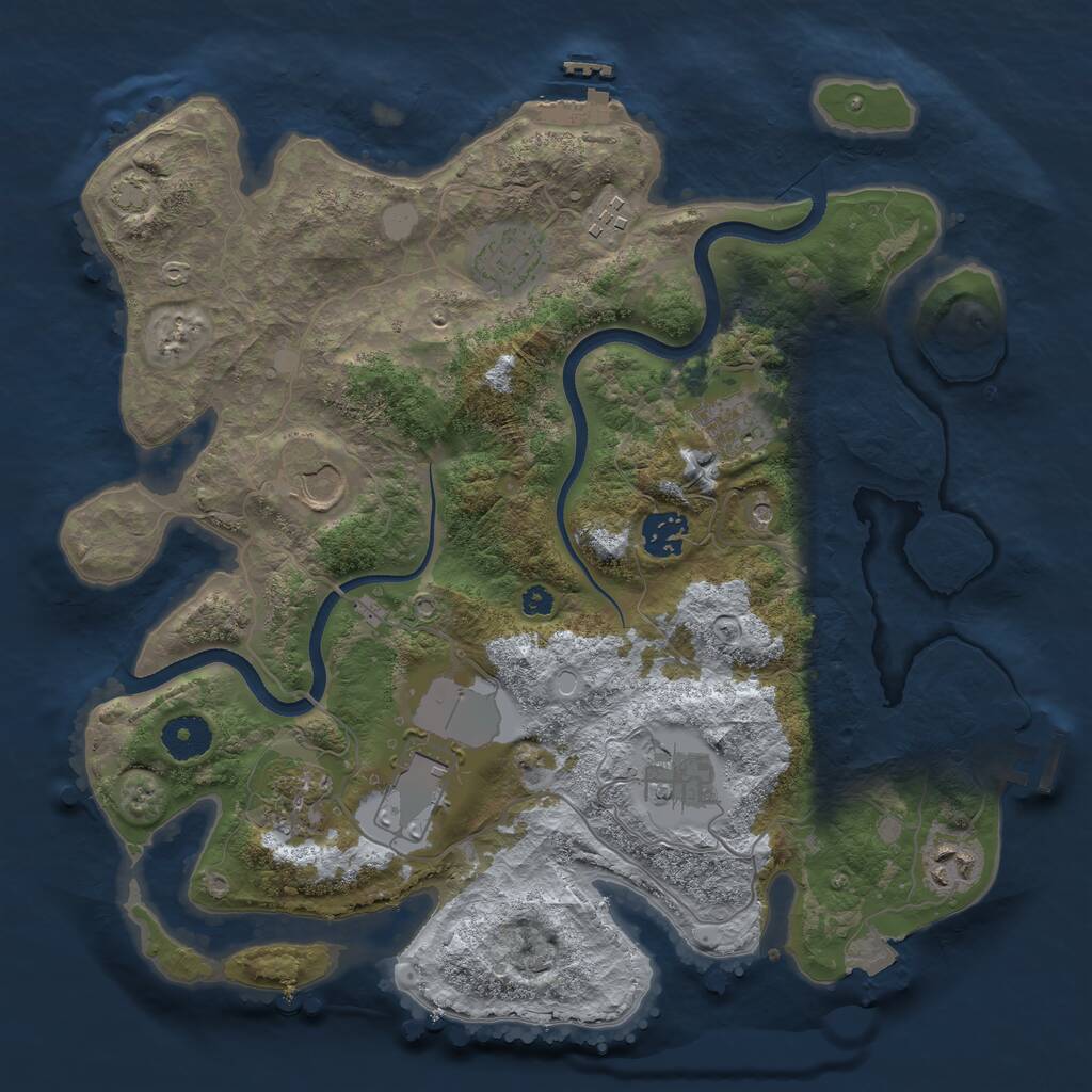 Rust Map: Procedural Map, Size: 3500, Seed: 801591283, 14 Monuments