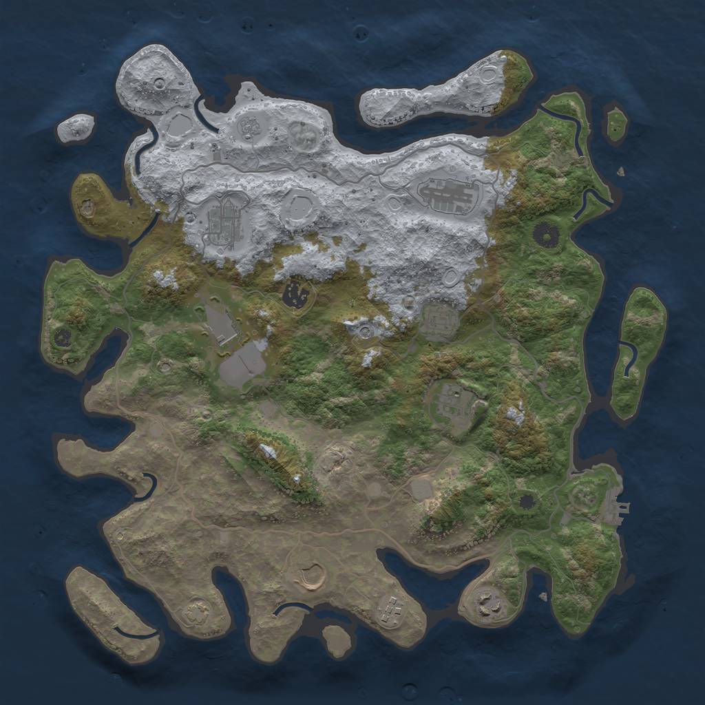 Rust Map: Procedural Map, Size: 4000, Seed: 1244505443, 16 Monuments