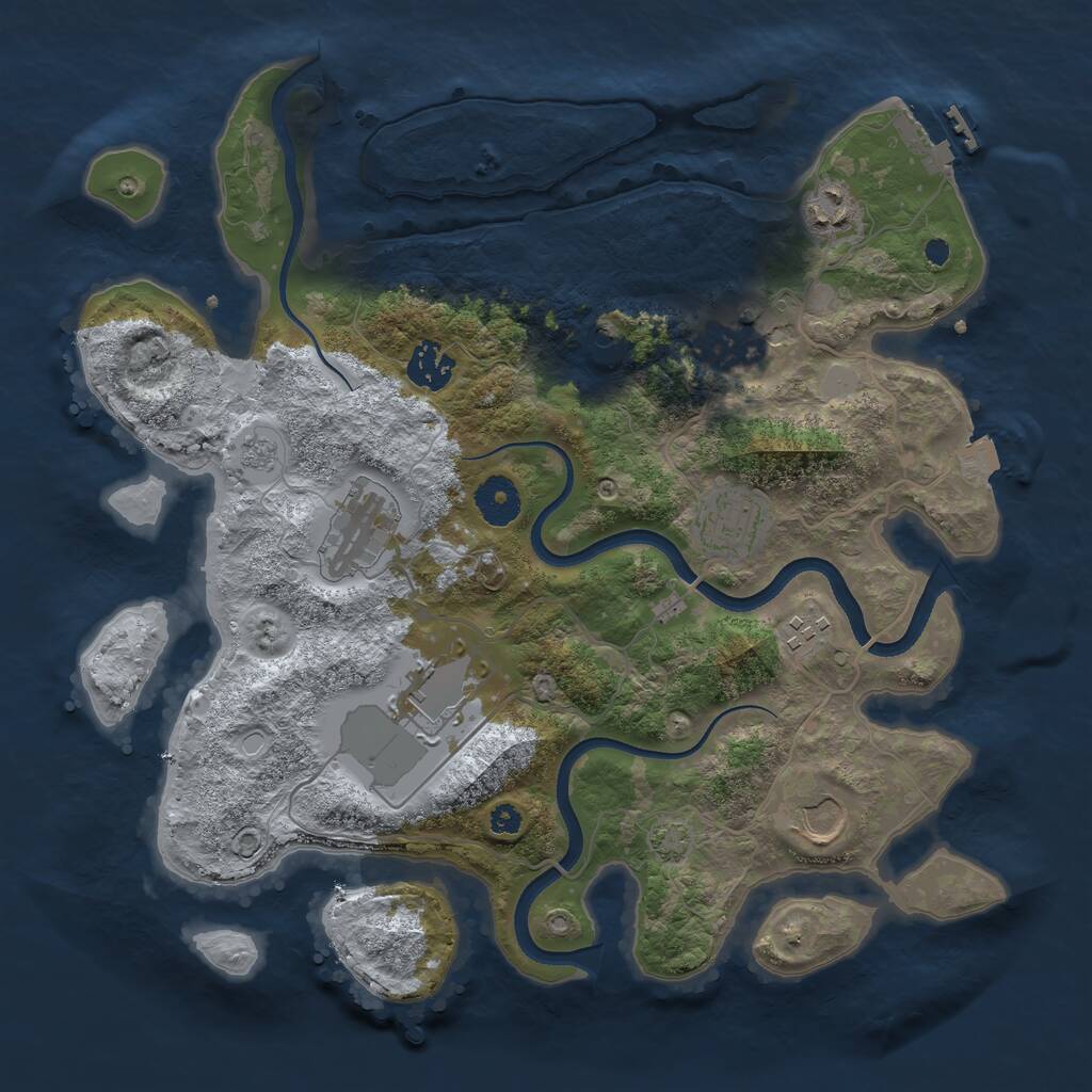 Rust Map: Procedural Map, Size: 3500, Seed: 91232475, 13 Monuments