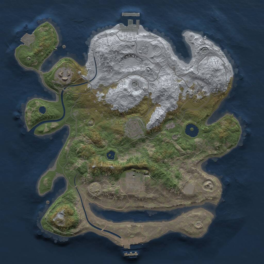 Rust Map: Procedural Map, Size: 3000, Seed: 1360426958, 10 Monuments