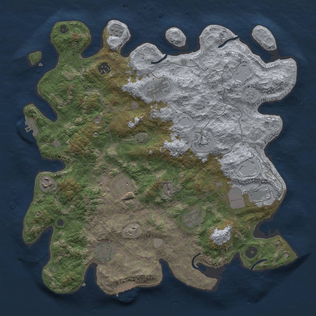 Rust Map: Procedural Map, Size: 4000, Seed: 2567485, 17 Monuments