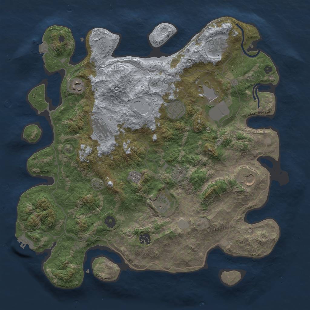 Rust Map: Procedural Map, Size: 4000, Seed: 338774224, 16 Monuments