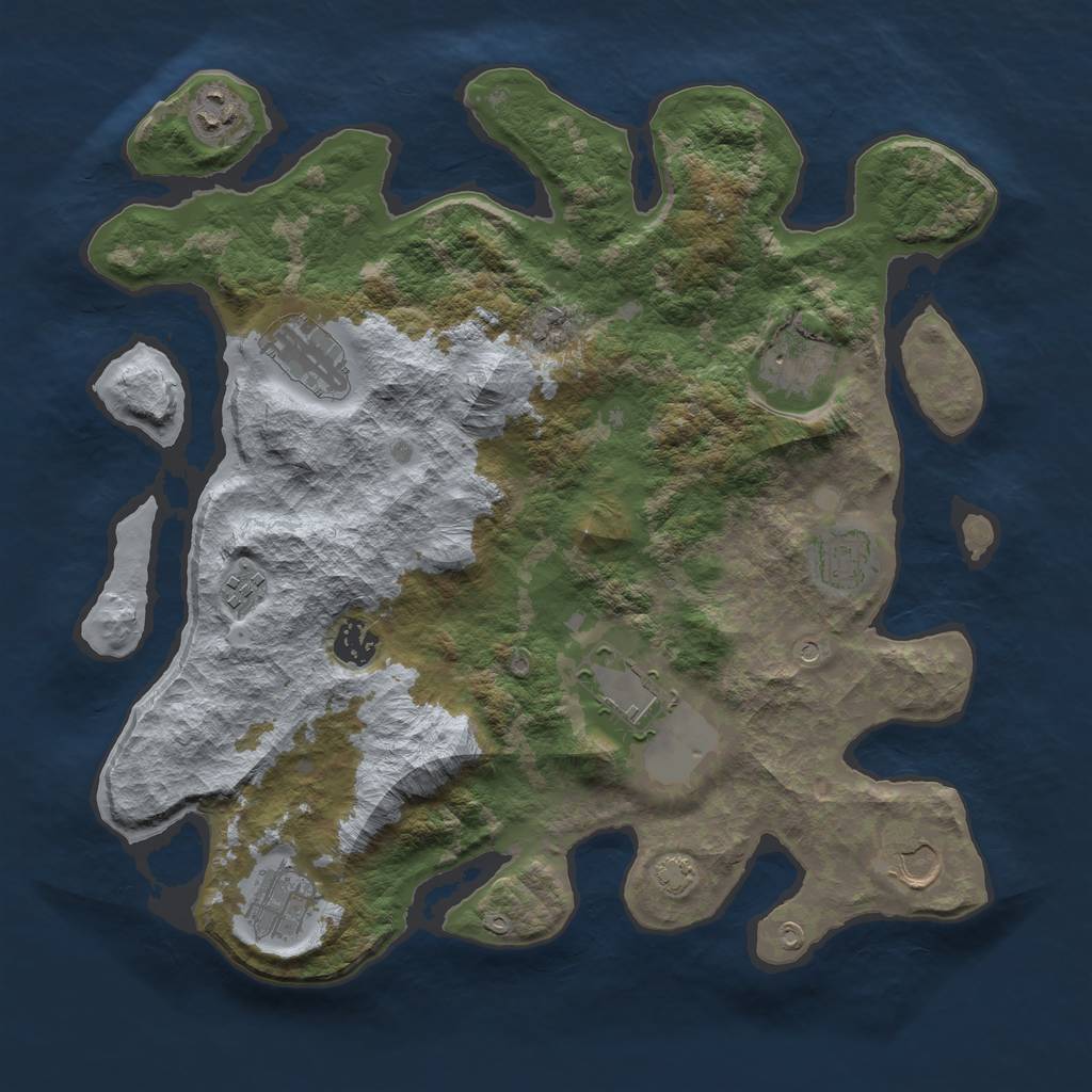 Rust Map: Barren, Size: 3700, Seed: 123909123, 13 Monuments