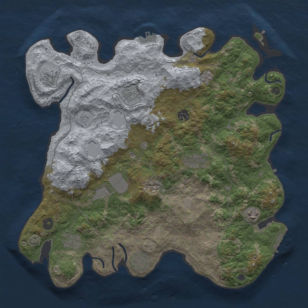 Rust Map: Procedural Map, Size: 4000, Seed: 110562666, 17 Monuments