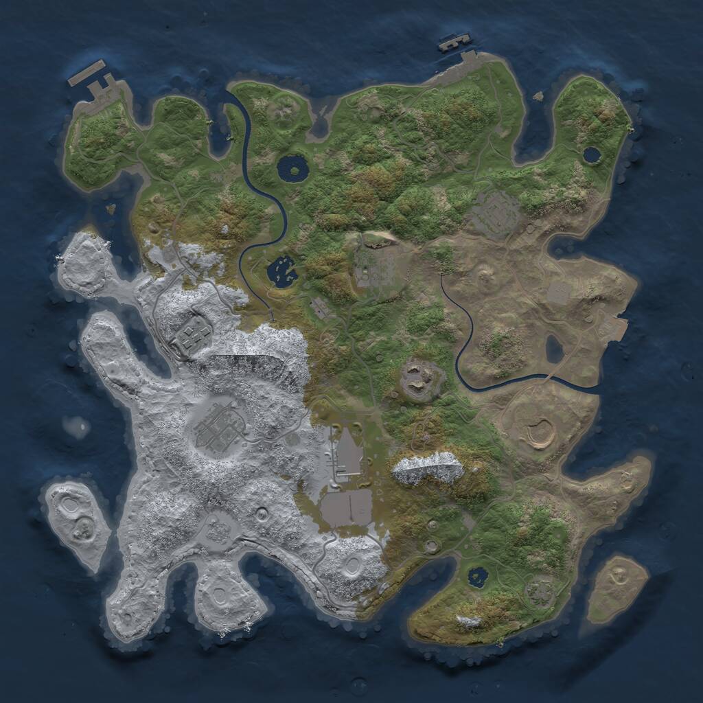 Rust Map: Procedural Map, Size: 3500, Seed: 586119166, 13 Monuments
