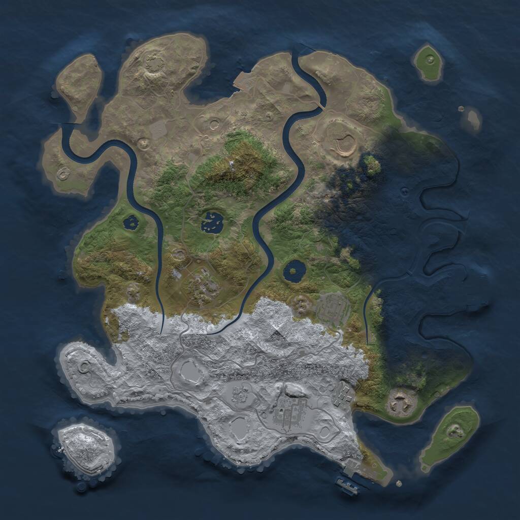 Rust Map: Procedural Map, Size: 3500, Seed: 97247443, 13 Monuments