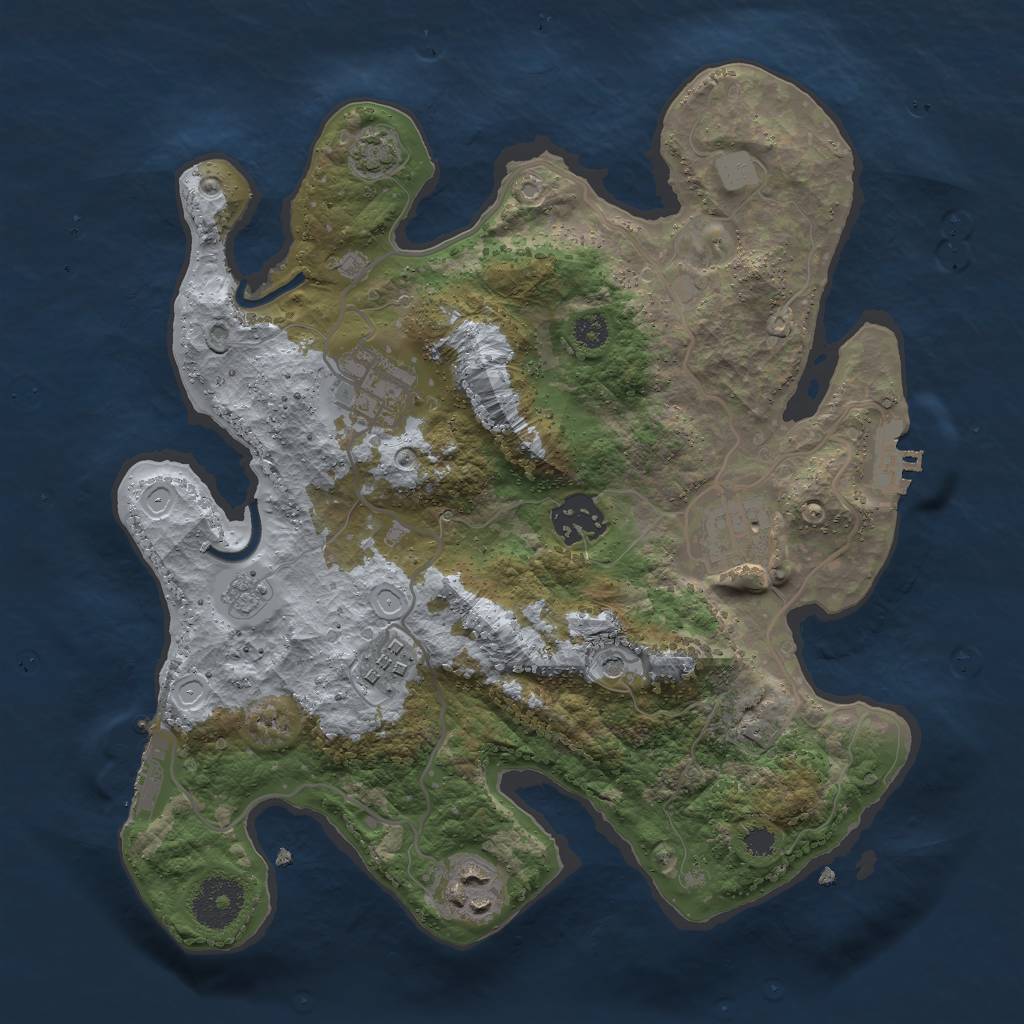 Rust Map: Procedural Map, Size: 3000, Seed: 1847527224, 13 Monuments