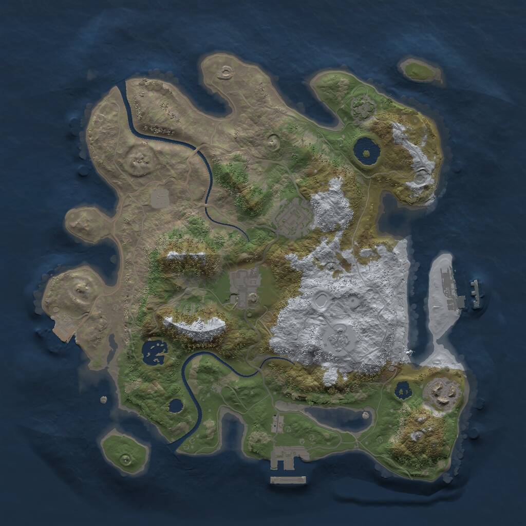 Rust Map: Procedural Map, Size: 3000, Seed: 49878715, 9 Monuments
