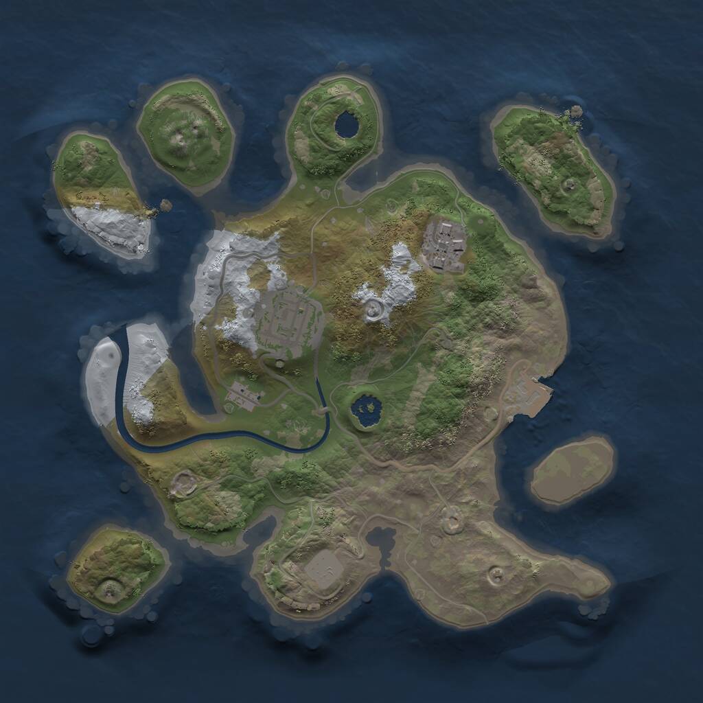 Rust Map: Procedural Map, Size: 2300, Seed: 1234567, 3 Monuments